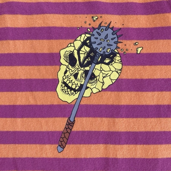 Bored Teenager By Blake Anderson Long Sleeve Striped Cracked Skull Shirt - Picture 2 of 6